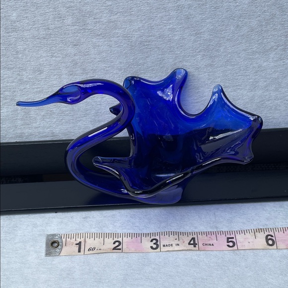 Artisan Cobalt Glass Swan Figurine - Picture 4 of 5